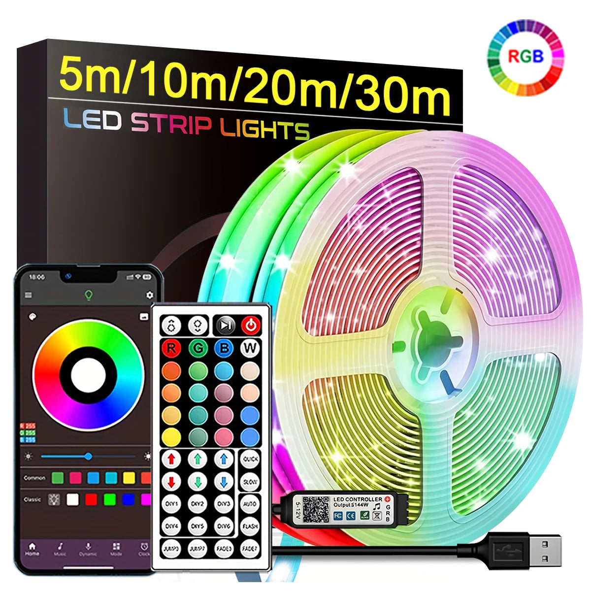 RGB Led Strip Lights from 0.5m to 30m APP Control