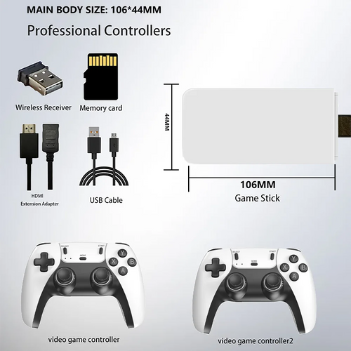 New 4K TV Game Stick M15 ultra 64G 128G Handheld Game Player 2.4G Dual Wireless Controller 50000+ Games